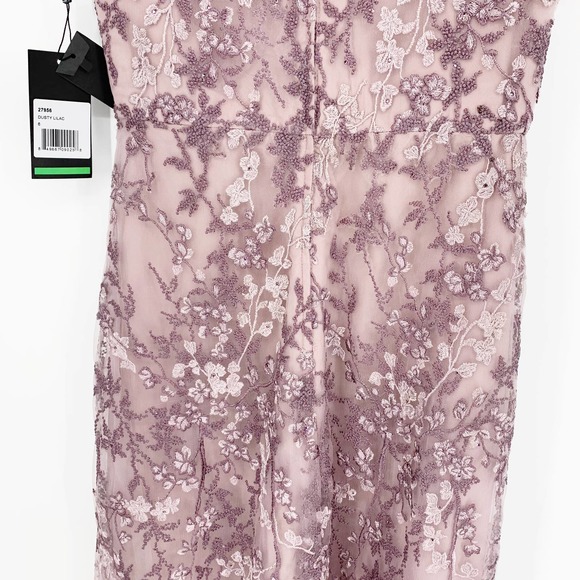 La Femme | Dusty Lilac Lace Column Beaded Gown, Sz 6 - Picture 8 of 12